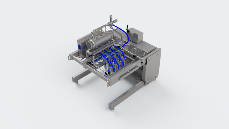 MDLV800 mobile depositor large with vision, up to 800 mm working width, 3D render