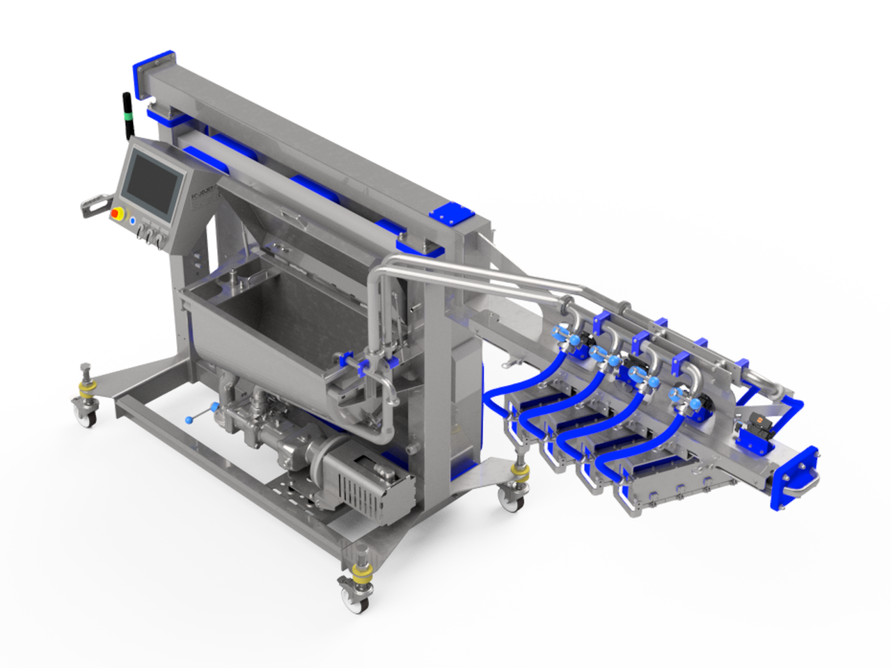 MDSUC4 mobile depositor with integrated supply unit for ambient-temperature materials, 3D render